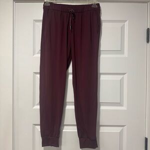 Burgundy Joggers with Elastic Waistband and Ankle Cuffs